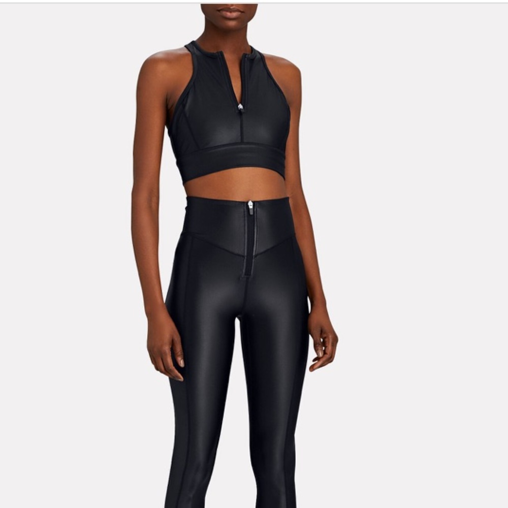 All Access Zipfront Racerback Black Sports Bra. Size S
